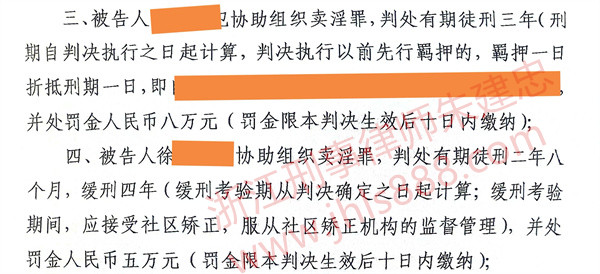 徐某组织卖淫缓刑案例